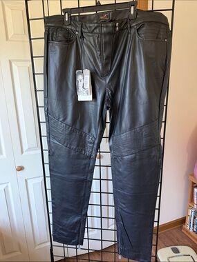 Marina Rinaldi x Ashley Graham Black Leather Moto Pants